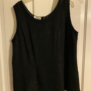 Laurence Kazar Black Sequin Boxy Tank Top